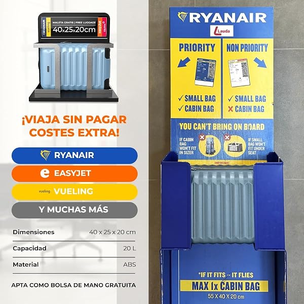 Primer plano de la textura del ABS reciclado en la maleta de cabina NUMADA Azul Claro.