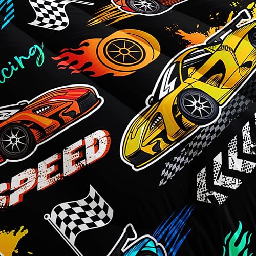 Miniatura 6 de HOSIMA Juego de edredón infantil de 3 piezas con 2 fundas de almohada, ropa de cama de automóvil de carreras para niños y niñas, edredón de juegos