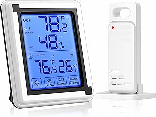 Exrp Digital Hygrometer Indoor Outdoor Thermometer Humidity Monitor with Touchscreen LCD Backlight