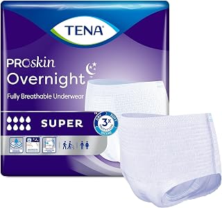 TENA ProSkin Overnight Super Disposable Underwear Pull On with Tear Away Seams Large, 72325, 56 Ct