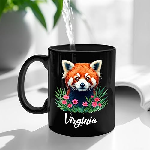 Miniatura 4 de Taza de café con panda rojo, lindo regalo de taza de panda, regalos para amantes de animales salvajes, taza de panda personalizada, taza de panda