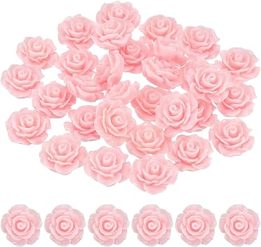 PATIKIL 20mm Rose Flower Resin Cabochon, 30 Pcs Mini Rose Flower Flatback Resin for Scrapbooking DIY Crafts Phone Case Decor Jewelry Making, Light Pink