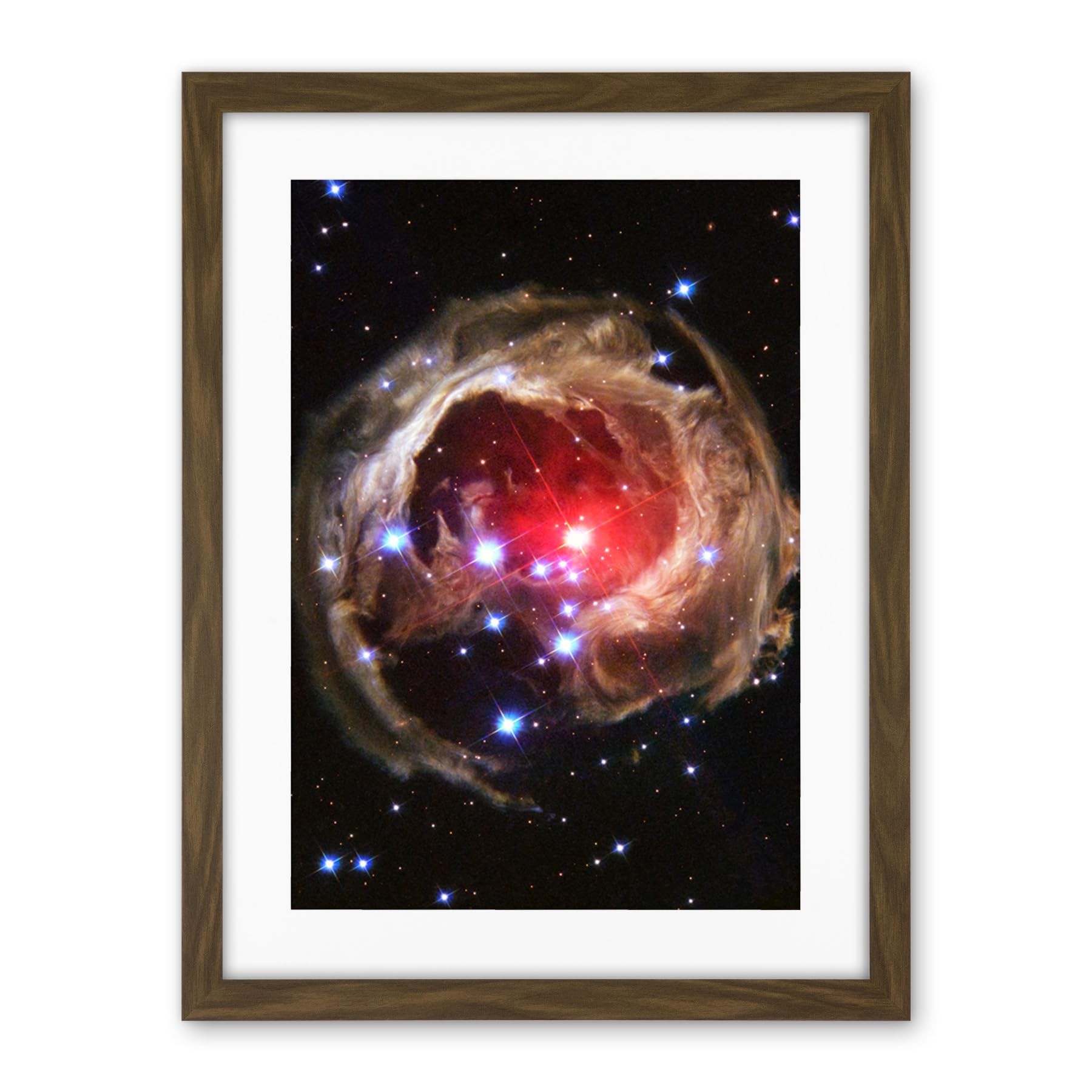 Artery8 Hubble Space Telescope Image Light Echo Illuminates Dust Spiral Around Red Supergiant Star V838 Monocerotis Explosion Artwork Framed Wall Art Print 18X24 Inch