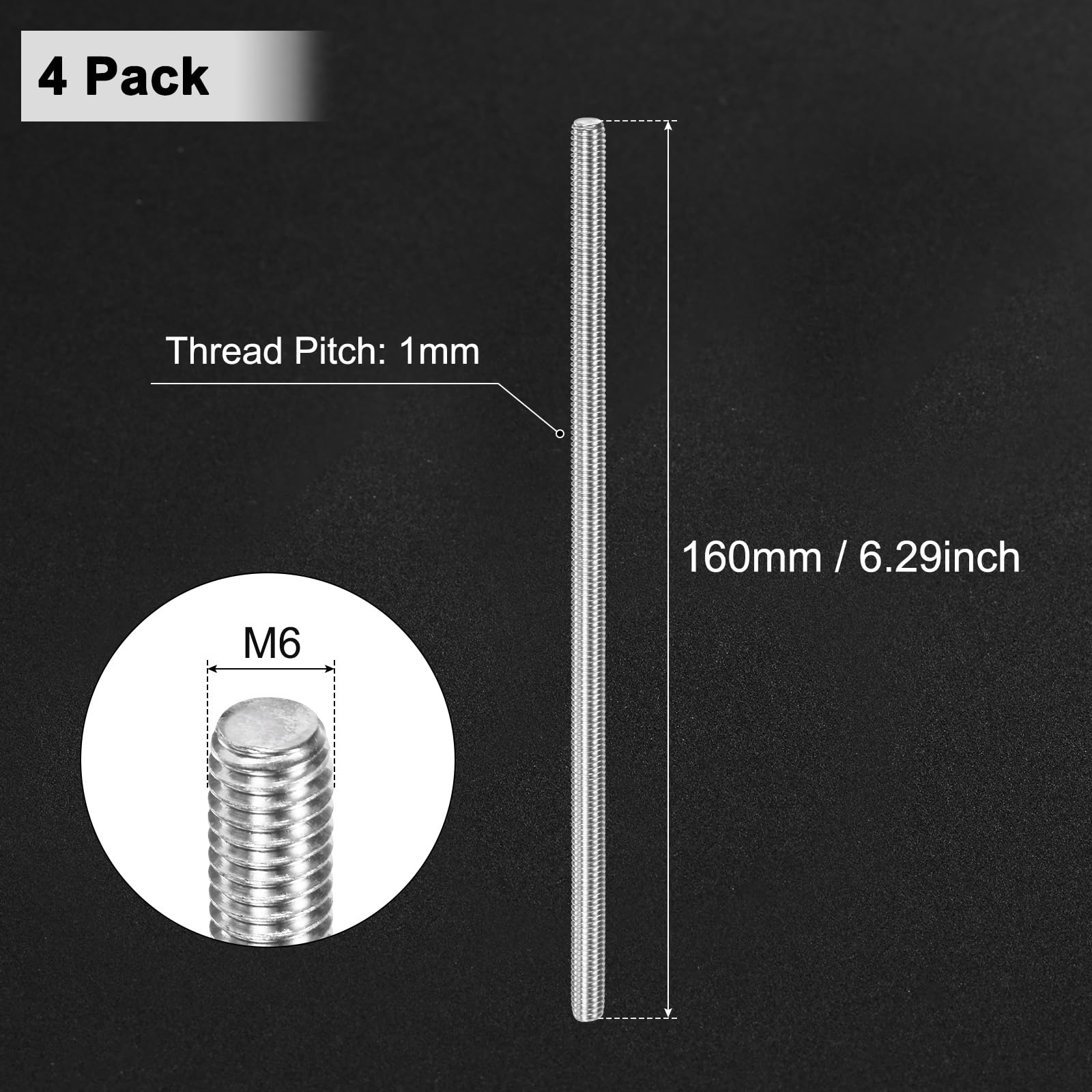 M METERXITY 4-Pack Fully Threaded Rod - Image 3
