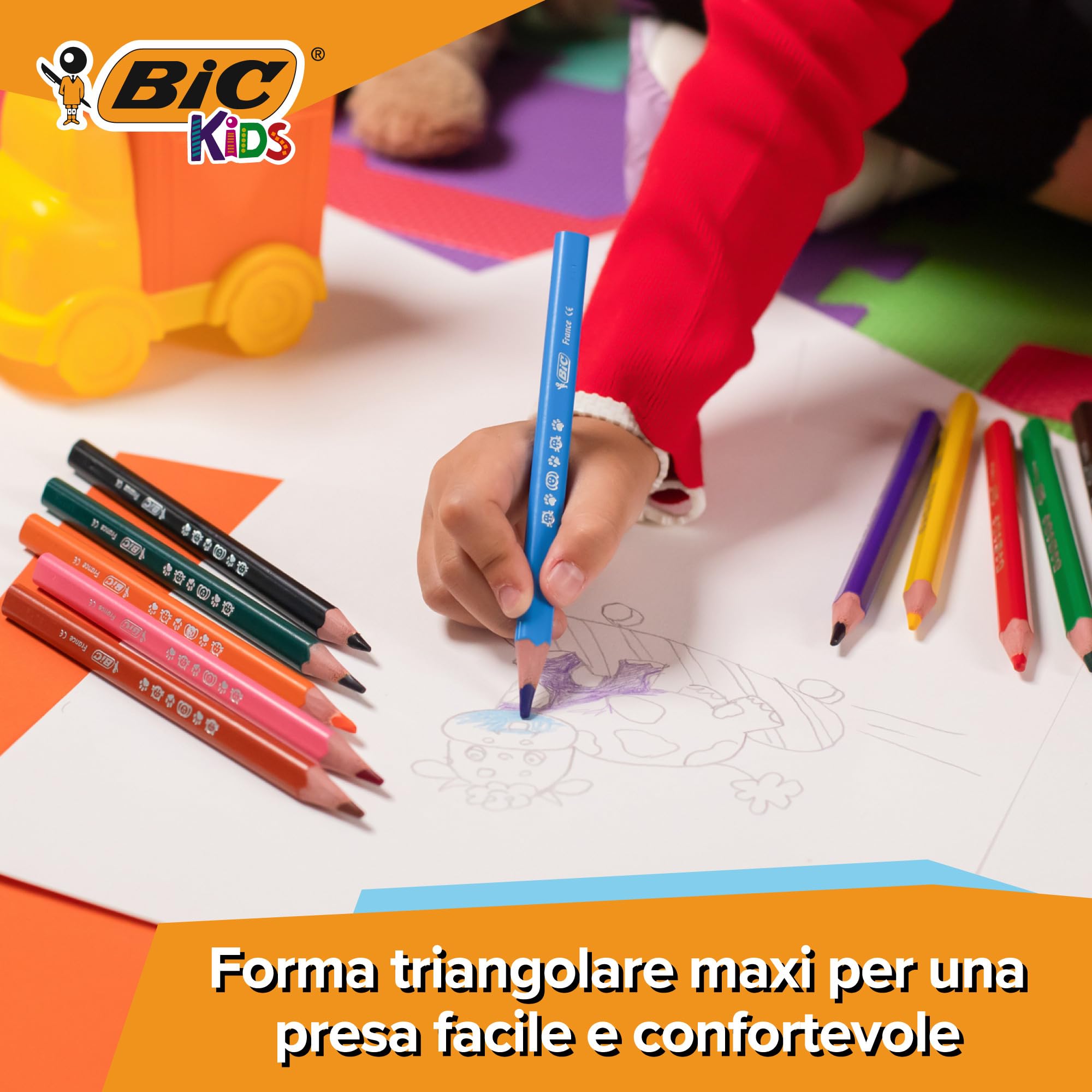 BIC Kids, Set Colori per Bambini, 12 Matite Colorate, 12 Pennarelli Colorati Lavabili, 12 Pastelli a Cera, 36 Unità, Cancelleria Scuola e Casa