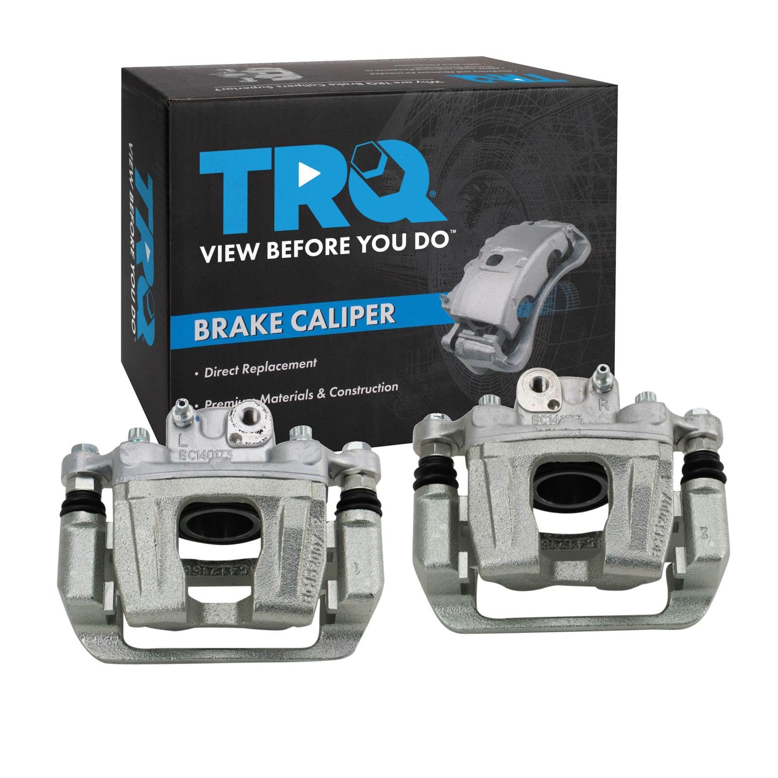 TRQ Rear Driver and Passenger Side Brake Caliper Set Caliper Brackets