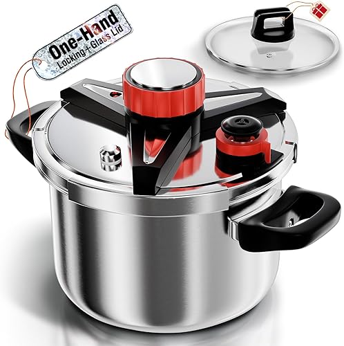 WantJoin Olla a presión de 6 cuartos de galón Recipiente a presión de acero inoxidable 3 en 1 compatible con cocina de gas y de inducción,