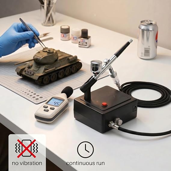 Dual Action Mini AirCompressor Airbrush Kit Gravity Feed Air Brush with Spare Nozzle Needle and Airbrush Cleaning Kit Painting Mini Airbrush Set for Painting Portable Air Brush Set