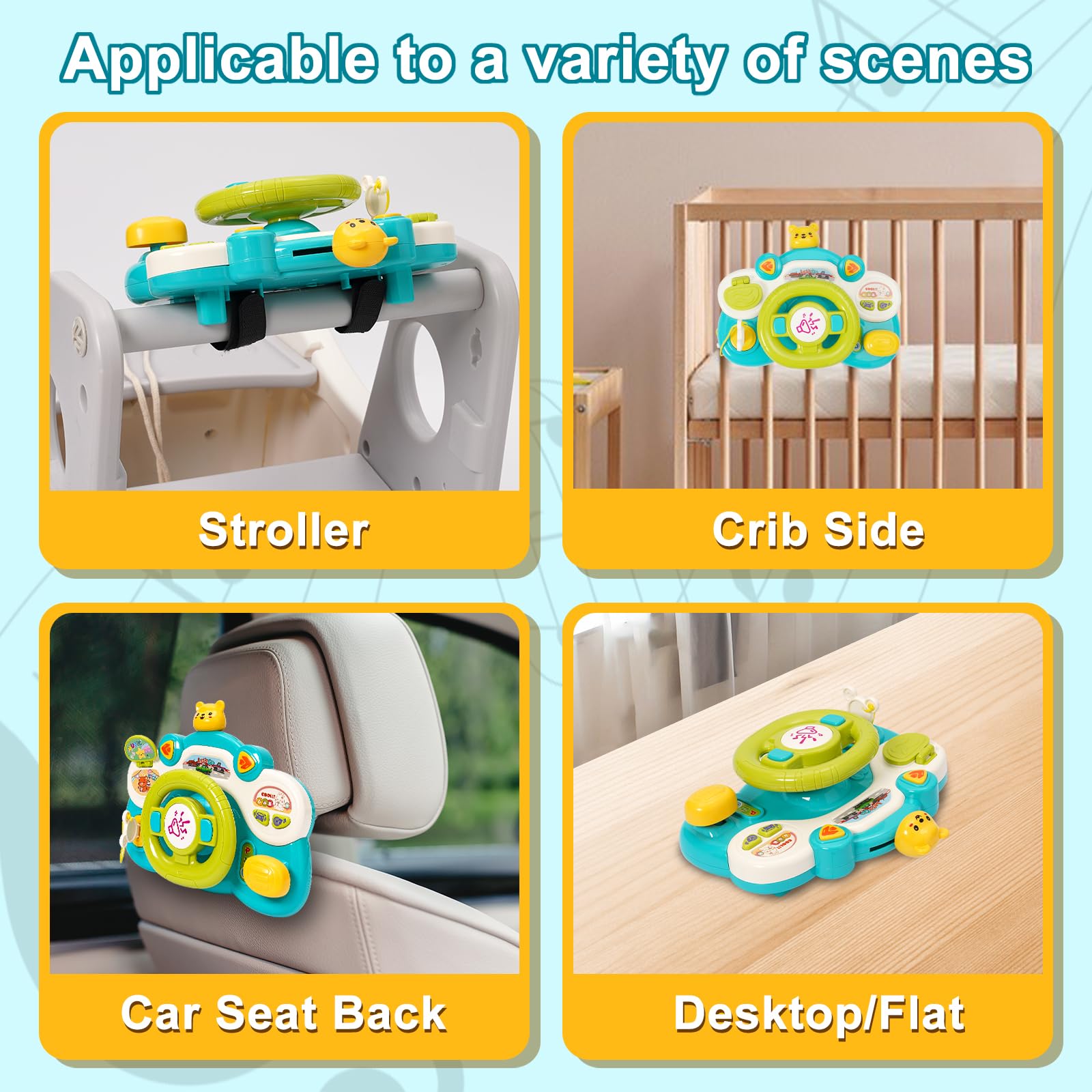 Maycoly Kid Steering Wheel Toy Pretend Play with Music Driving Educational Baby Musical Toys with Sound Light and Music Roleplay Learning Sensory Toy for Boy Girl 12 Months+ - Image 4