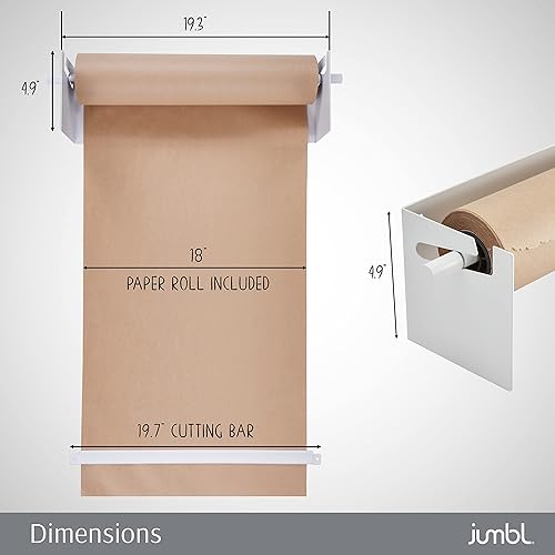 Miniatura 2 de Jumbl Dispensador de papel kraft montado en la pared de 18 pulgadas  Rollo de papel colgante con cortador para cocina, sala de bricolaje, oficina,