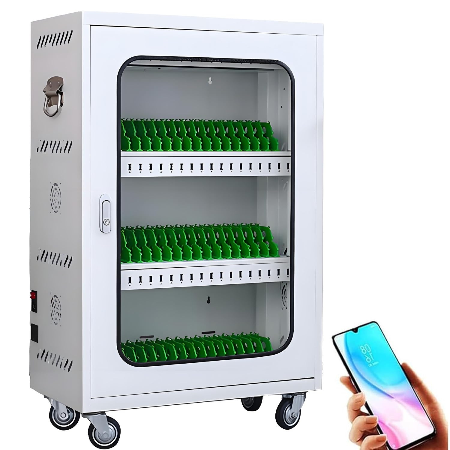 UORDBY Portable Charging Mobile Phone Cabinet, Rechargeable Cellphone Locker Storage Charging Station, Cellphone USB Charging Station, Compatible with Various Mobile Phone Models 50slots