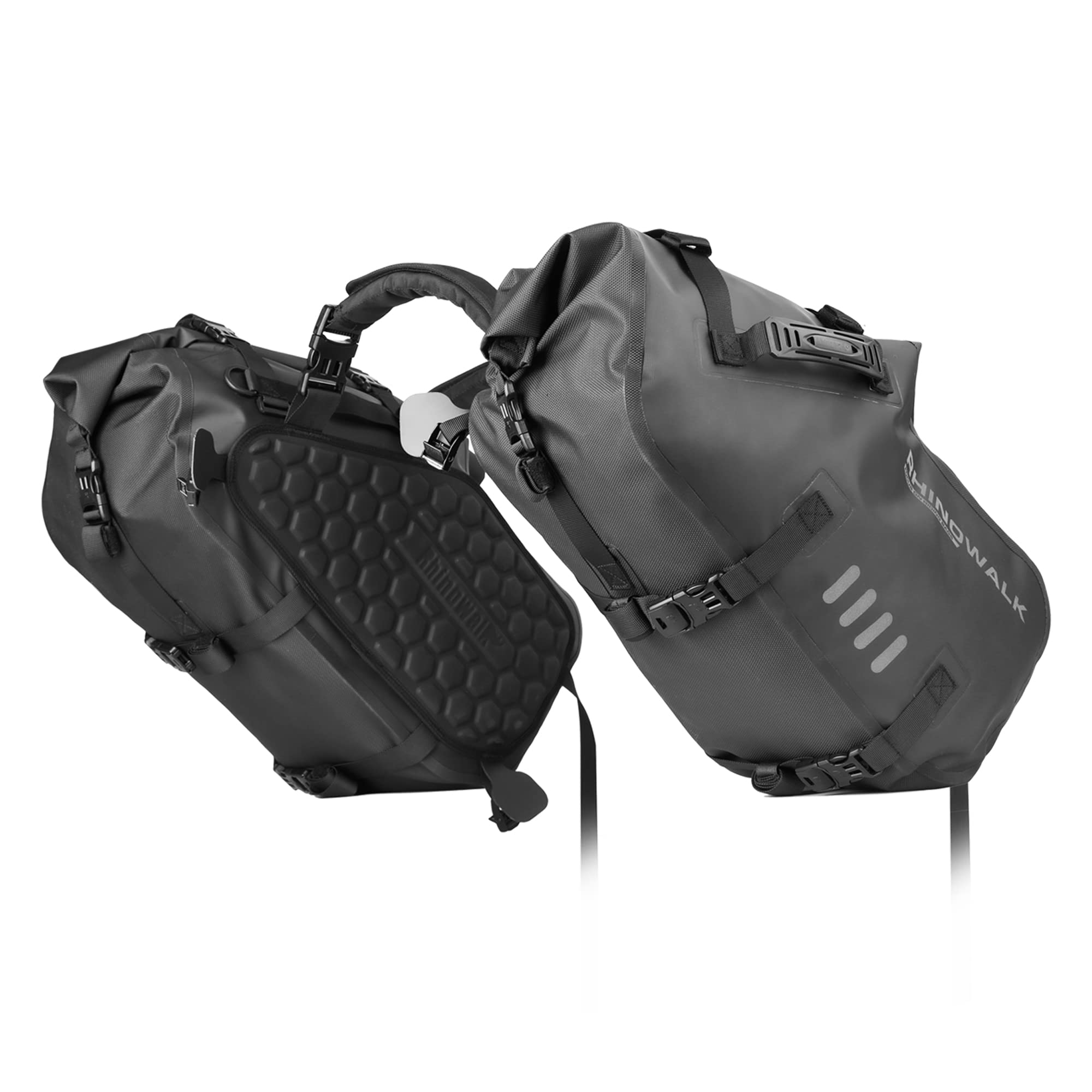 wasserdichte Motorrad Satteltaschen 48L (24Lx2) Rolltop Motorradtaschen Seitentaschen mit Schultergurt stoßfeste Gepäcktaschen für ADV Touring Sport und Cruiser Motorräder 1 Paar