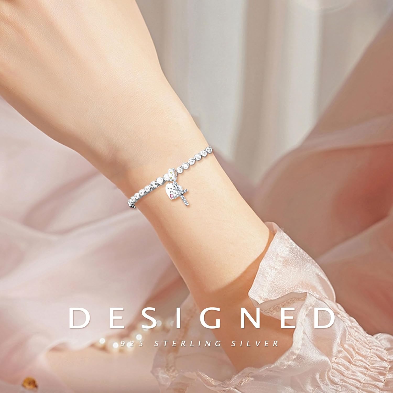 925 Sterling Silver Charms Beads for Bracelets Necklaces, Airplane Passport Sister Heart Coffee Music Book Travel Pendant, Pink Color Cute Animal Jewelry Graduation Birth Gifts for Women Men - Image 4