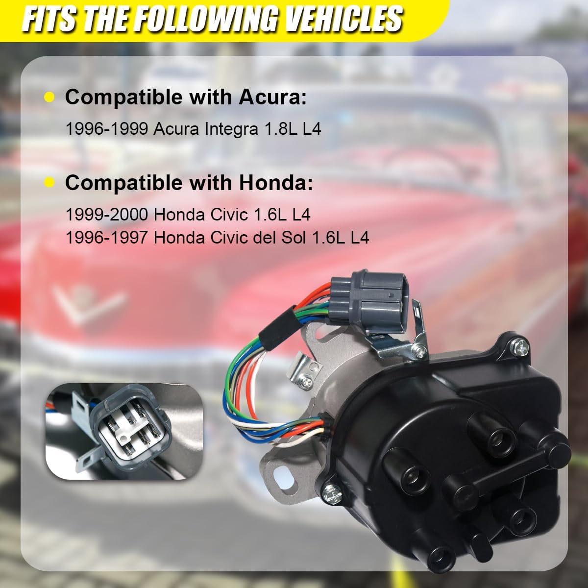 MAS Ignition Distributor w/Cap & Rotor 606-58902 30100-P73-A02 Compatible with 1996-2000 Honda Acura Integra B16A B16A2 B18C DOHC VTEC ECC3003 31-17408 8417408 185-5006 TD-81U