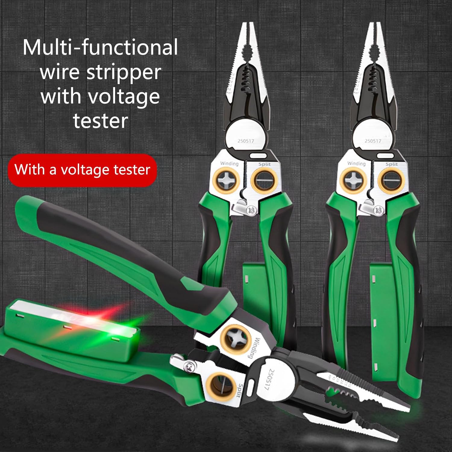 8 in 1 Wire Stripper with Voltage Tester, Multifunctional Wire Stripping Pliers for Cutting, Crimping, Pulling Wires, Volt Master Tool for Electricians, DIY Home Electrical Work