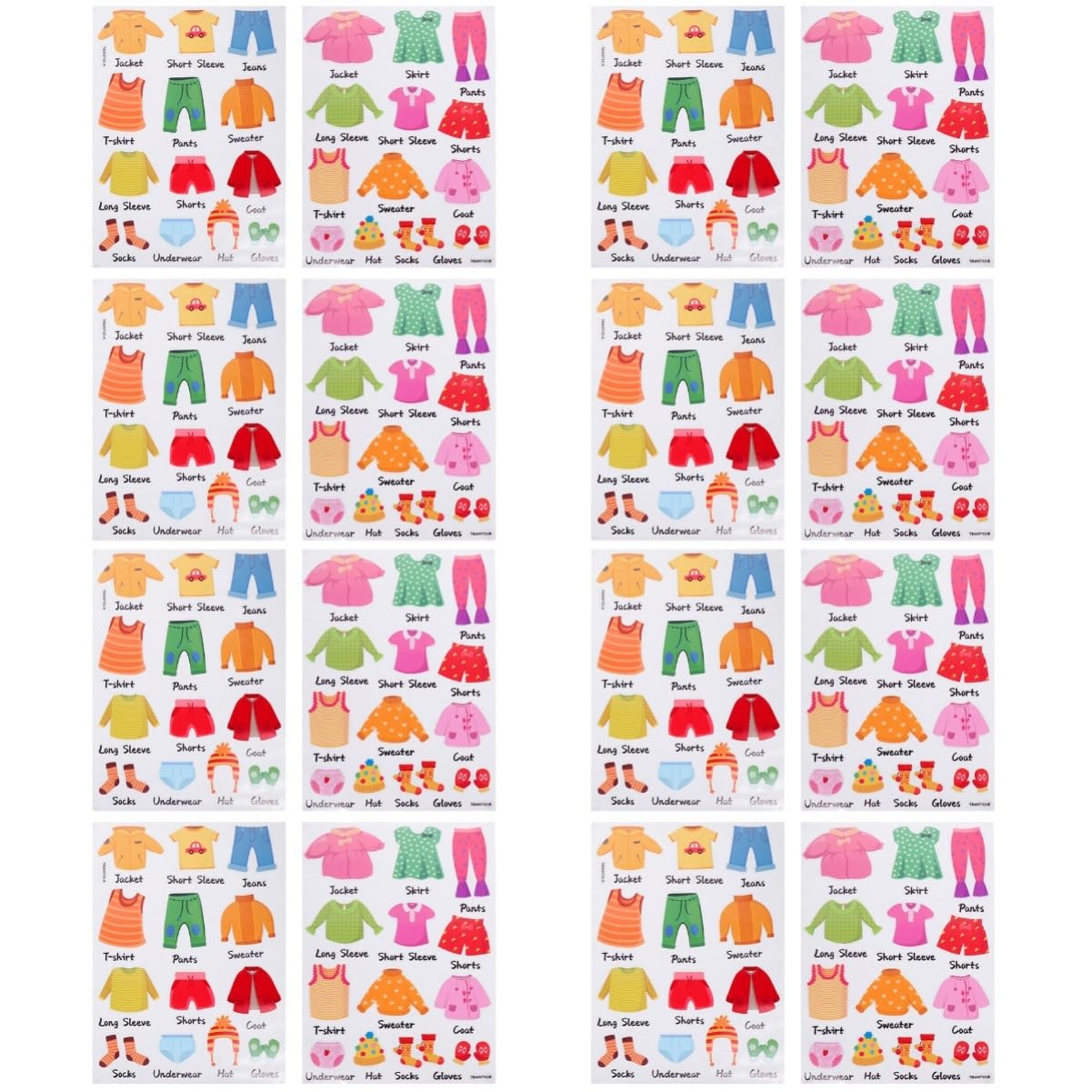 CLISPEED 8 Set Etichette per Abbigliamento Set per Organizzazione Facile Applicazione su Superfici Lisce Materiale per Identificare e Decorare