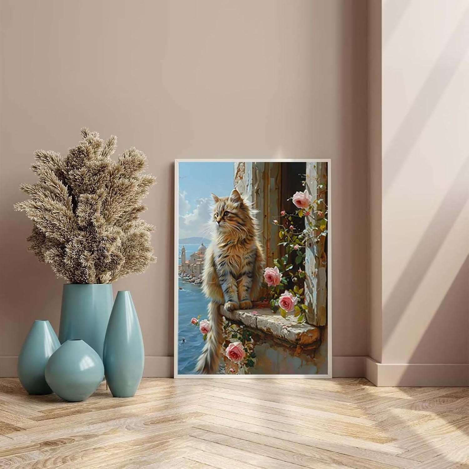 DIY 数字油絵 大人 フレーム付き 動物 子供用 ナンバーペイント アクリルペイント キット - 猫 数字塗り絵 適用対象 インテ