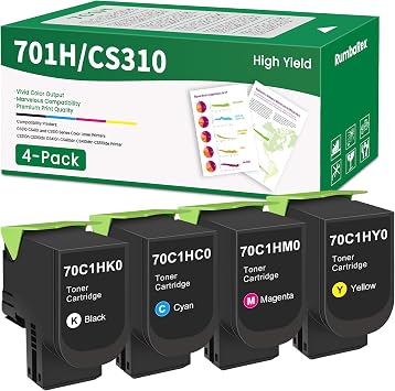 CS310 CS410 701H Toner Cartridges 4-Pack 70C1HK0 70C1HC0 70C1HM0 70C1HY0