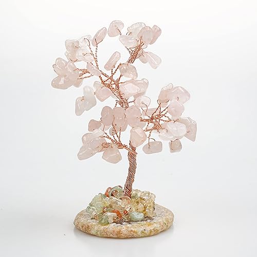 Miniatura 4 de Halukakah Crystal Tree Love Feng Shui - Árbol de la vida con piedras preciosas auténticas de cuarzo rosa envuelto a mano, ramas de alambre de cobre,