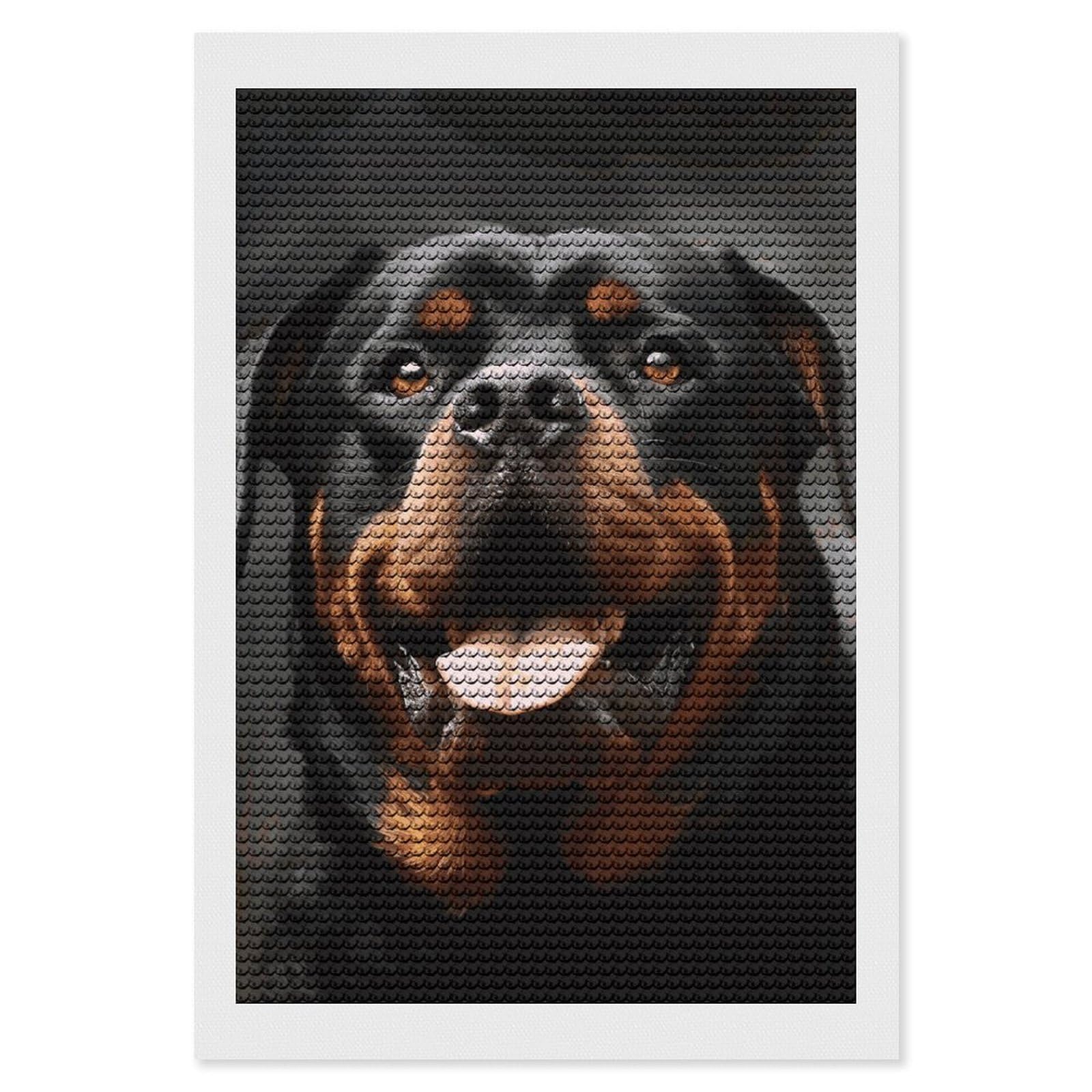 DWVTSLH Cool Rottweiler Dog Art Diamond Painting Kits for Adults, Personalized Diamond Photo Art Full Drill, DIY 5D Diamond Art Painting Kits for Beginners, Home Wall Decor 8"x12"