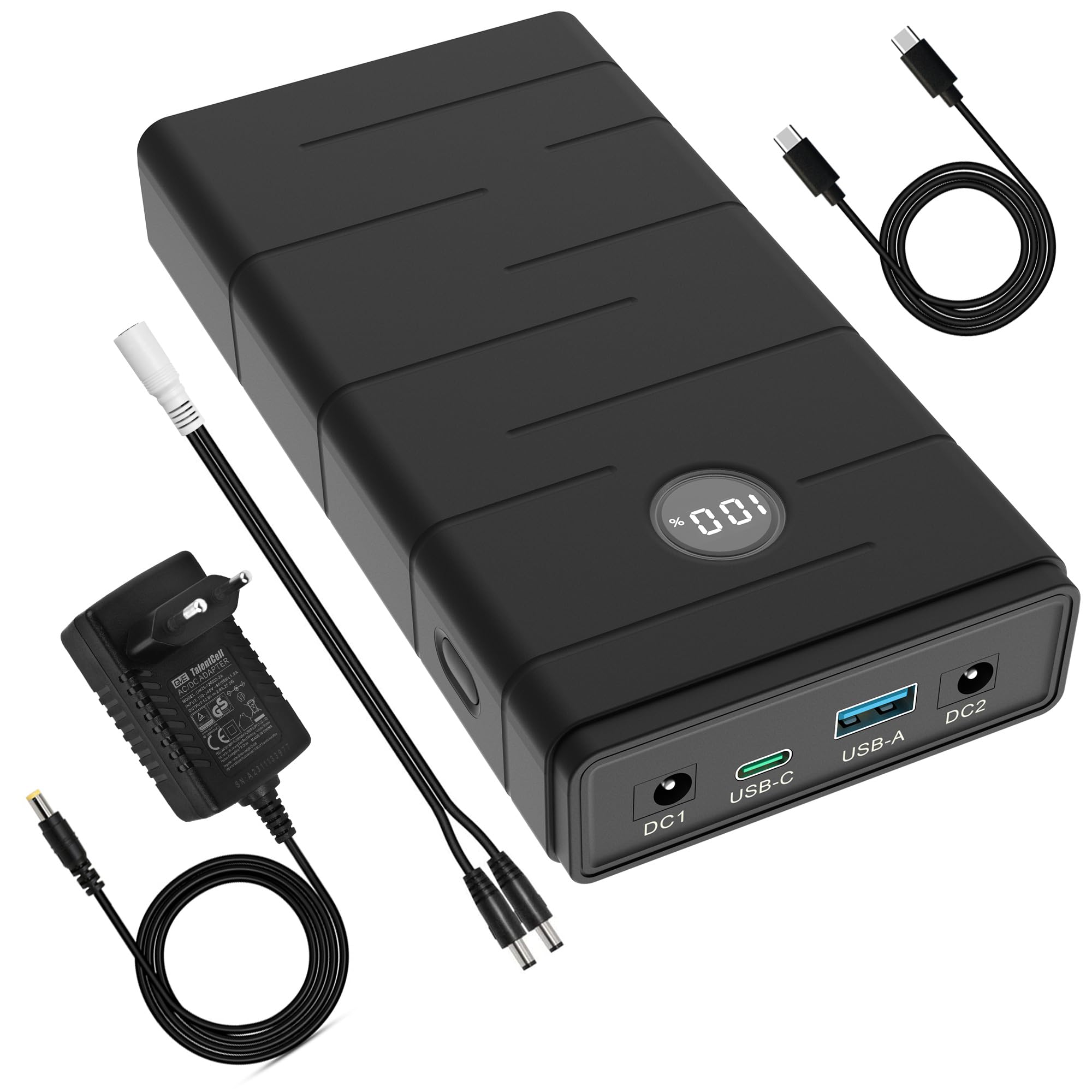 Talentcell Batterie lithium-ion 12 V, PD 45 W USB-C 18 W USB-A, batterie externe portable, 76,65 Wh CC 5 A de sortie pour Raspberry Pi/bande LED/caméra de vidéosurveillance/télescope, pompe Spectra