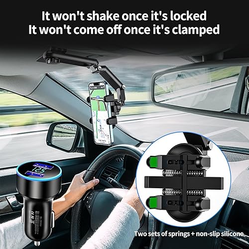 Miniatura 4 de Soporte de teléfono para automóvil, soporte de teléfono para espejo retrovisor para automóvil, soporte para teléfono con visera solar de automóvil,