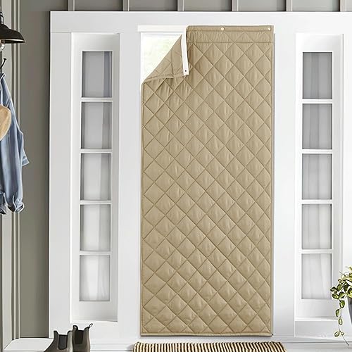 Vista 9 de NICETOWN Cortina opaca con aislamiento térmico para puerta, resistente a la intemperie, impermeable, antipérdida de energía, cortina gruesa