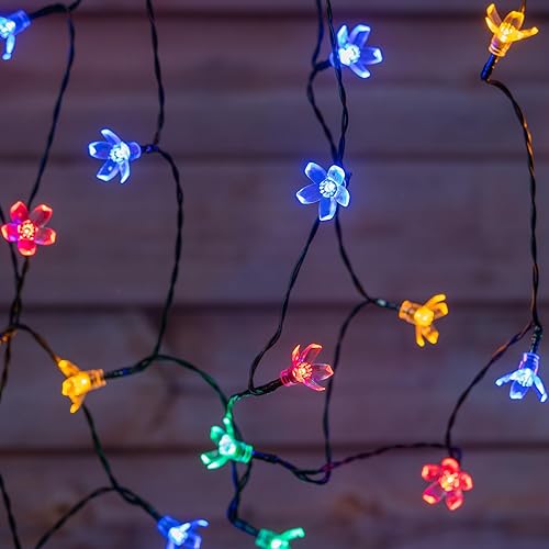 Miniatura 10 de YULETIME Guirnalda de luces LED de copo de nieve blanco frío, 33 pies, 100 unidades, 8 modos de iluminación, alimentada por USB, luces novedosas