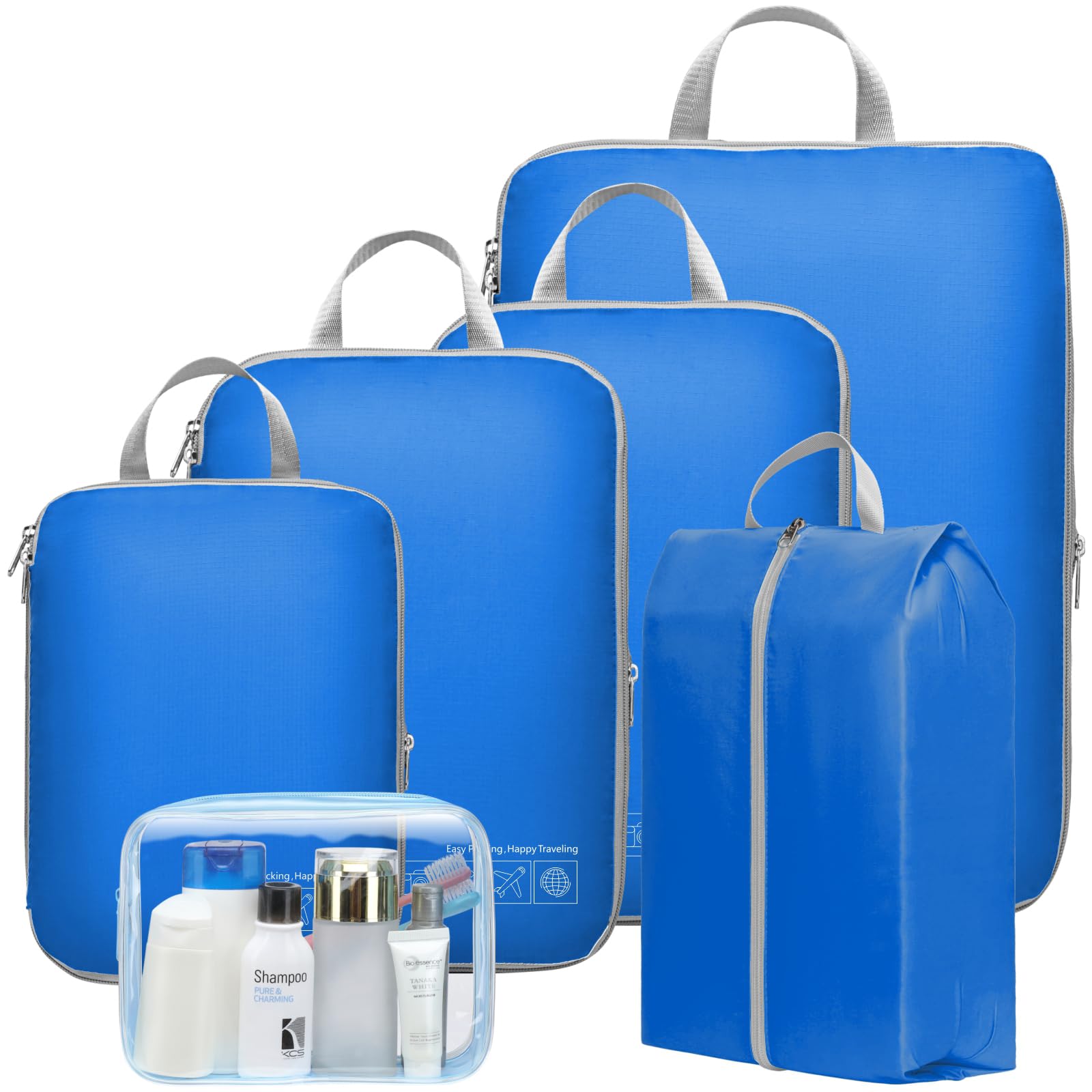 Cambond Compression Packing Cubes for Travel - Expandable Luggage Packing Organizers Compression Packing Cubes for Carry on Suitcases Travel Essentials Bags