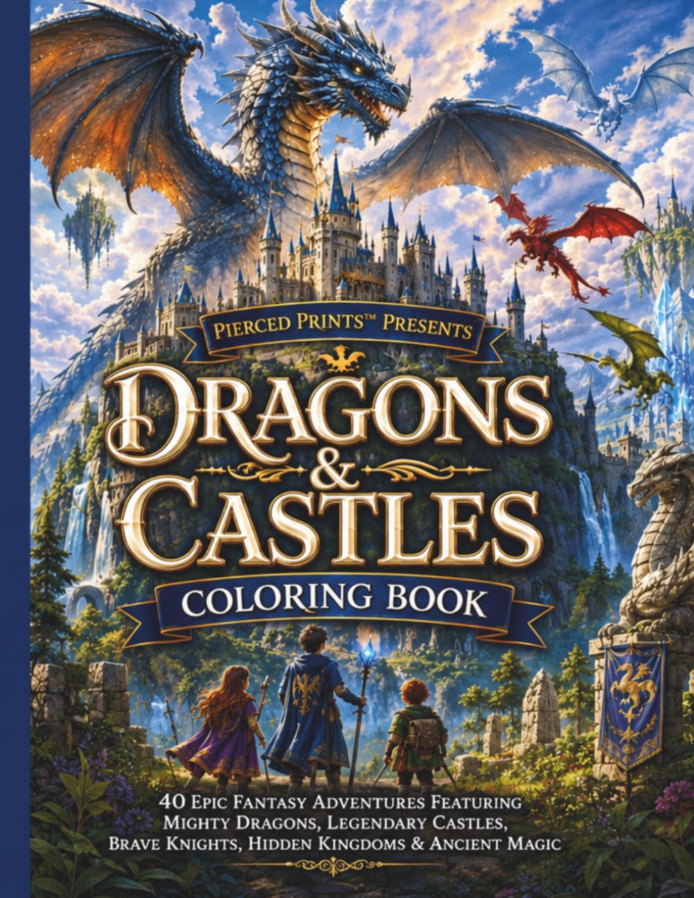 Dragons & Castles Coloring Book: 40 Epic Fantasy Adventures Featuring Mighty Dragons, Legendary Castles, Brave Knights, Hidden Kingdoms & Ancient Magic