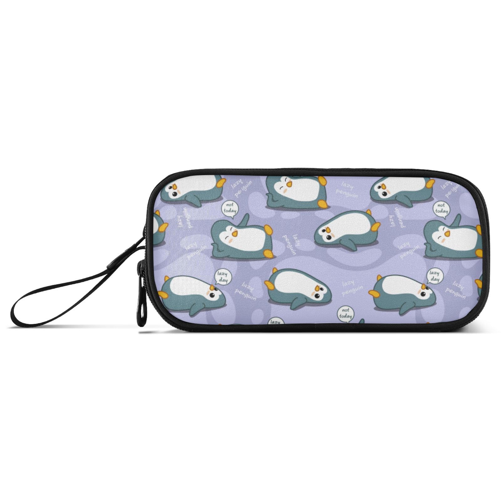 Large Pencil Case, Big Capacity Pencil Bag Pen Pouch Holder 3 Compartments, Animal Cute Lazy Penguin School Office Supplies Stationery Makeup Bag Storage Organizer for Students Girls Boys Women — image 1