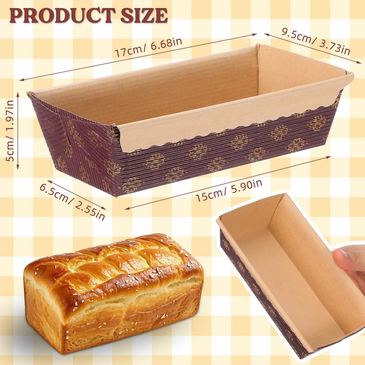 25 stampi monouso in carta resistente al calore, resistenti all'olio, in carta ondulata spessa per torte e pane, pratici stampi usa e getta per Loaf Pan marrone
