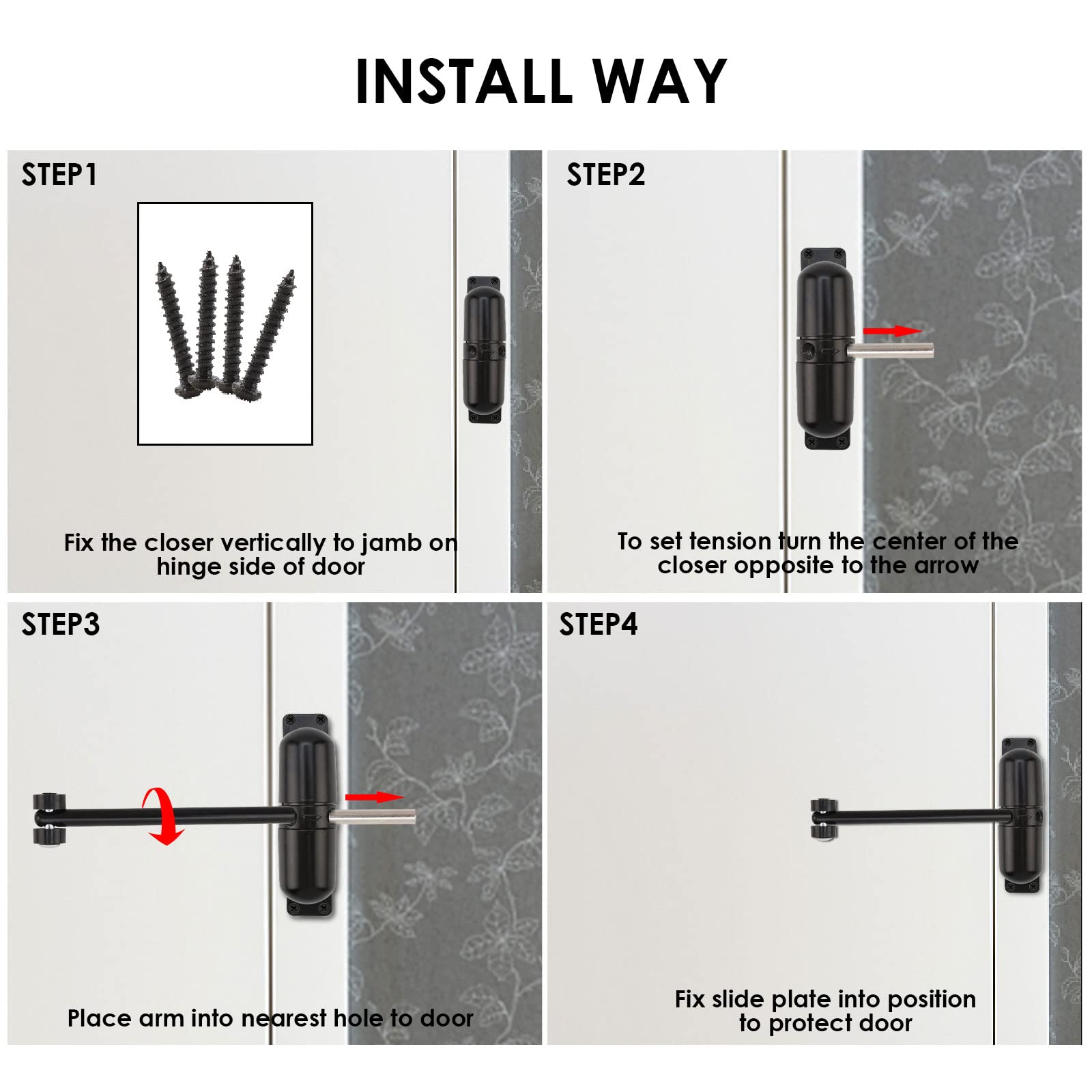 Felenny Automatic Door Closer Safety Spring Door Closer for Internal Garden External Doors Gates Shed Doors - Image 3