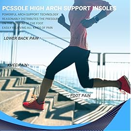 PCSsole Orthotic High Arch Support Insoles, Comfort Gel Work Boot Insert for Flat Feet, Plantar Fasciitis, Feet Pain, Heel Spur Pain,Metatarsalgia,Over Pronation for Men and Women