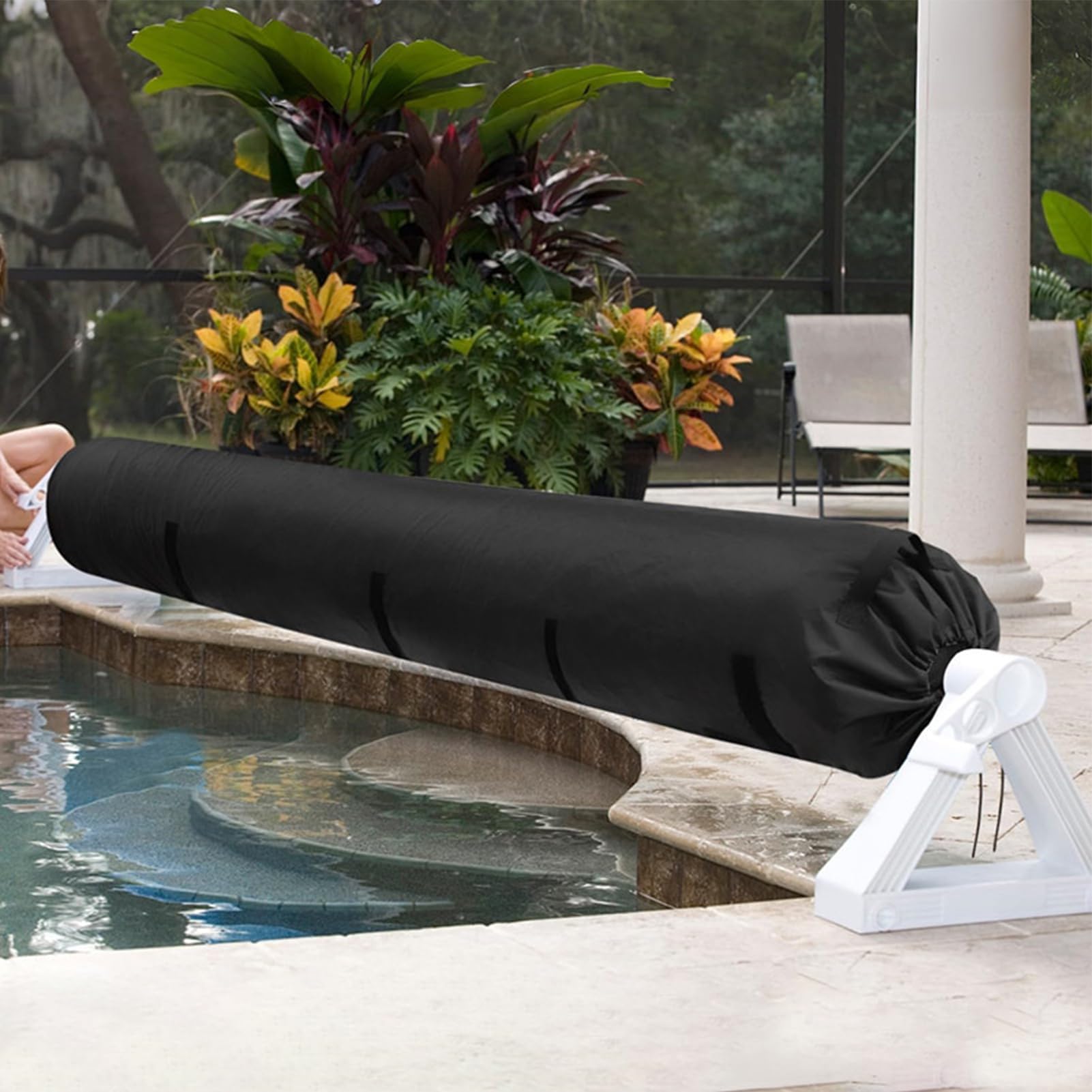 Enrouleur de bâche solaire pour piscine, tissu lourd de protection, imperméable et résistant aux UV, résistant au vent et à la poussière, idéal pour les piscines extérieures