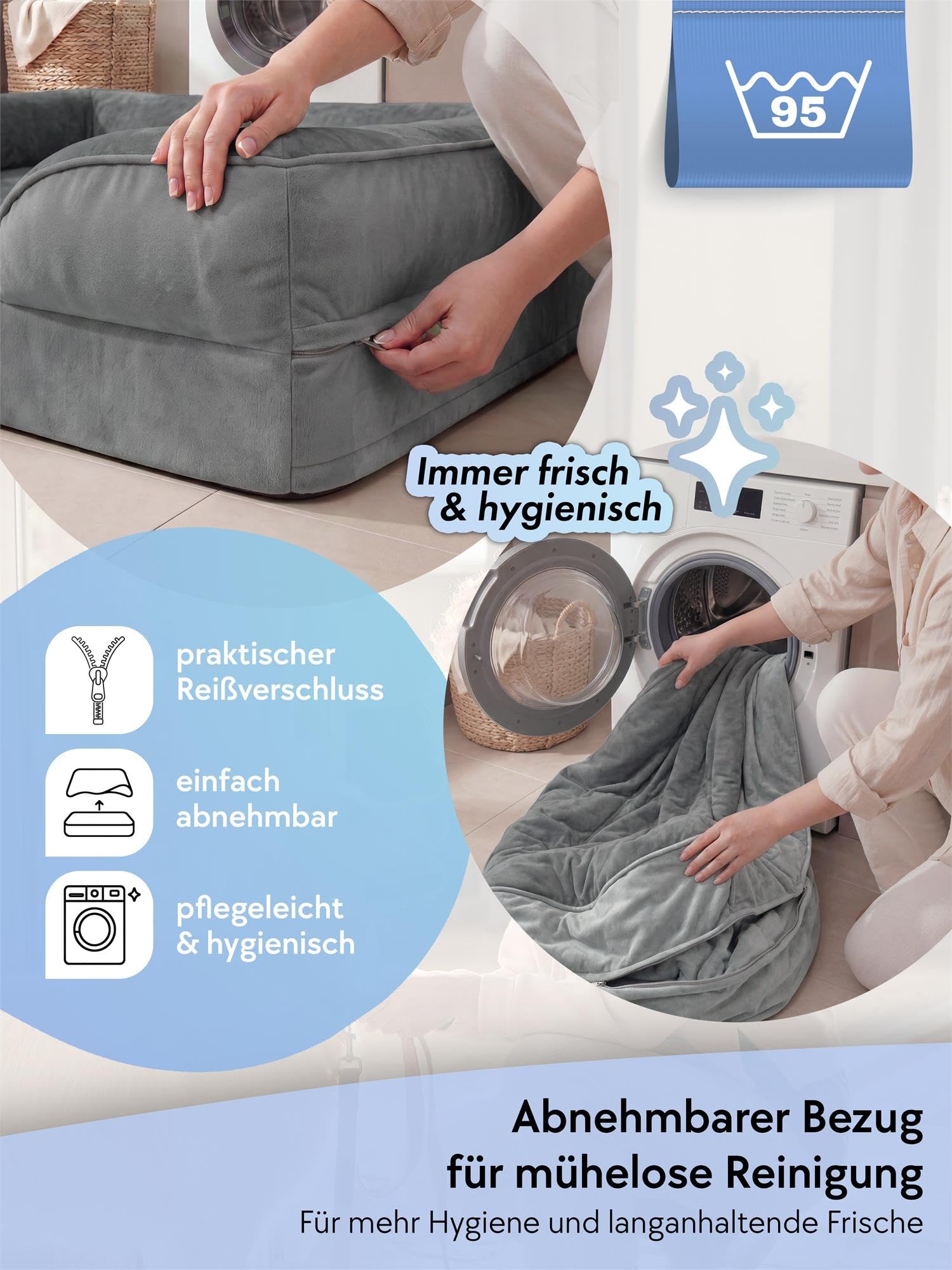 normani Ergonomisches Hundebett für große, mittlere und kleine Hunde - Orthopädisches Hundekissen - Hundecouch mit hohem Rand Anthrazit 60 cm x 80 cm x 16 cm
