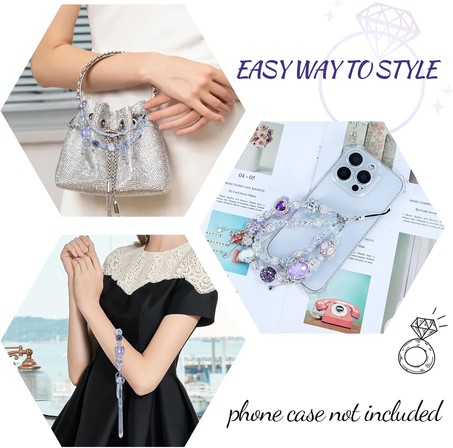 Pretty Phone Wrist Strap for Women Anti Drop Phone Chain Compatible with All Smartphones