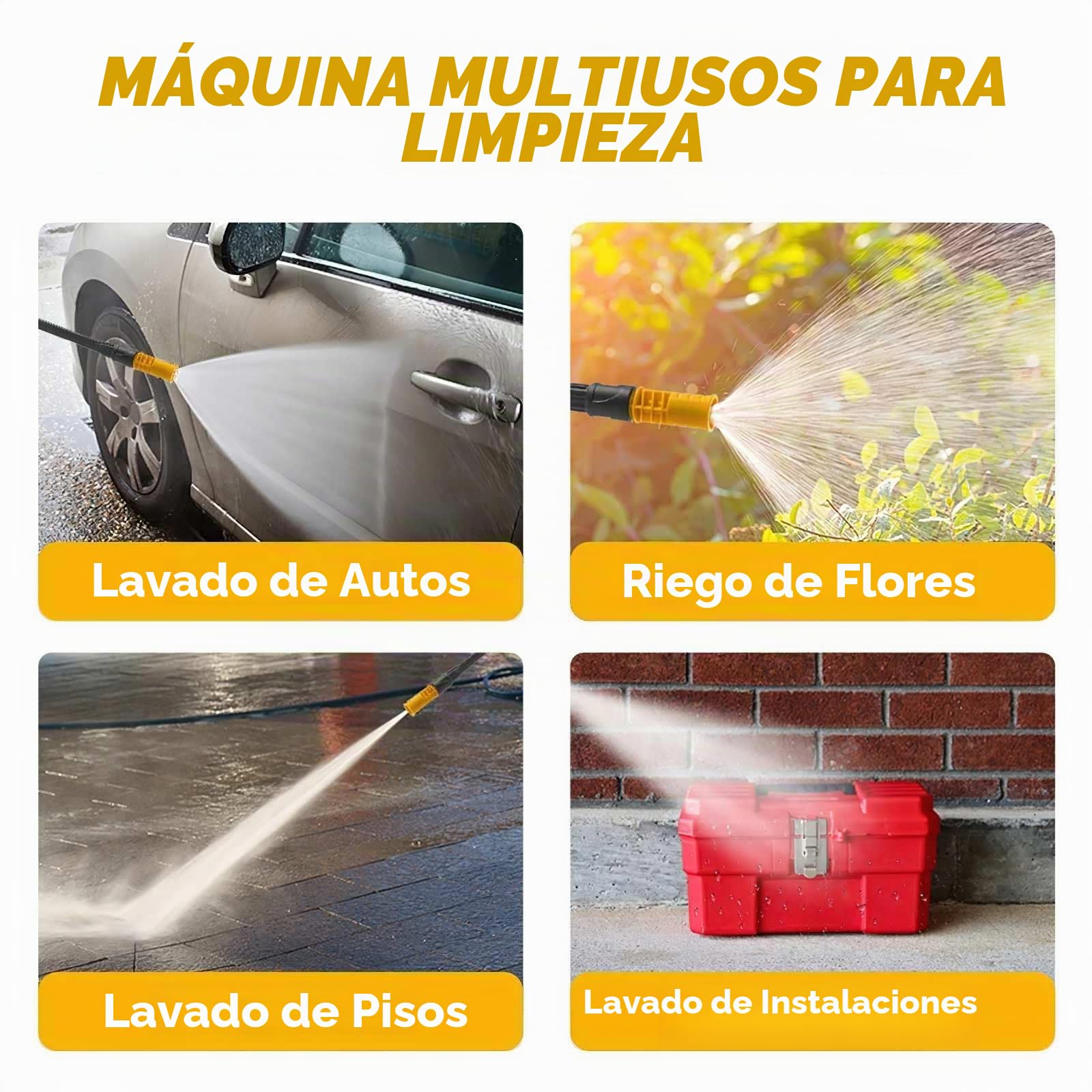Limpiador de alta presión a batería, Max 200 bar con 15000 mah baterías, pulverizador de espuma, 6 en 1 multiuso boquilla y 180 ° boquilla giratoria para limpieza y riego