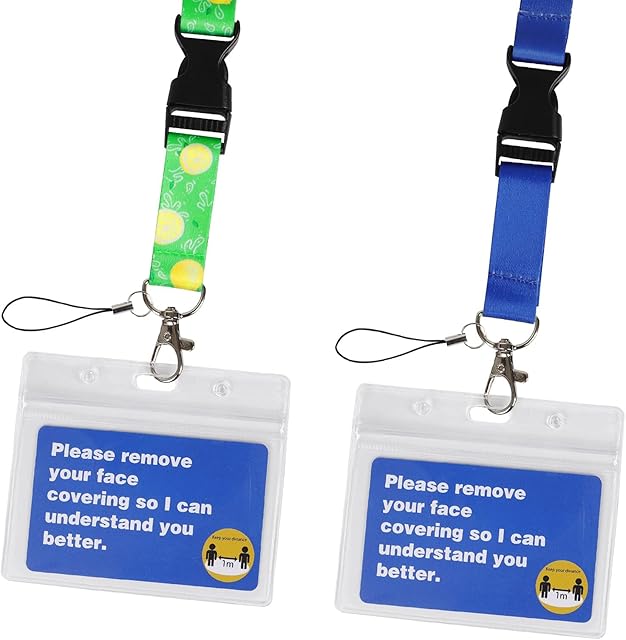 2 Set Exemption Lanyard with Cards & Card Holders, Mask Exemption Lanyard and Exemption Card, Exempt Badge from Wearing A Face Covering Mask, Hidden Disability Lanyard Waterproof & Durable