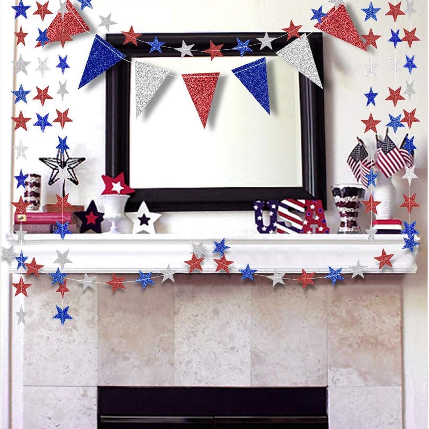 Amazon.com: Decor365 4th of July Patriotic Decorations Set Glitter