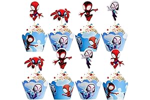12pc Spidey and His Amazing Friends Cake Topper and Cupcake Wrapper