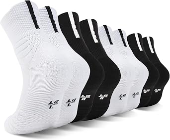 Basketball Socks for Men & Boys, Cushioned Athletic Sports Crew Socks for Youth Adult