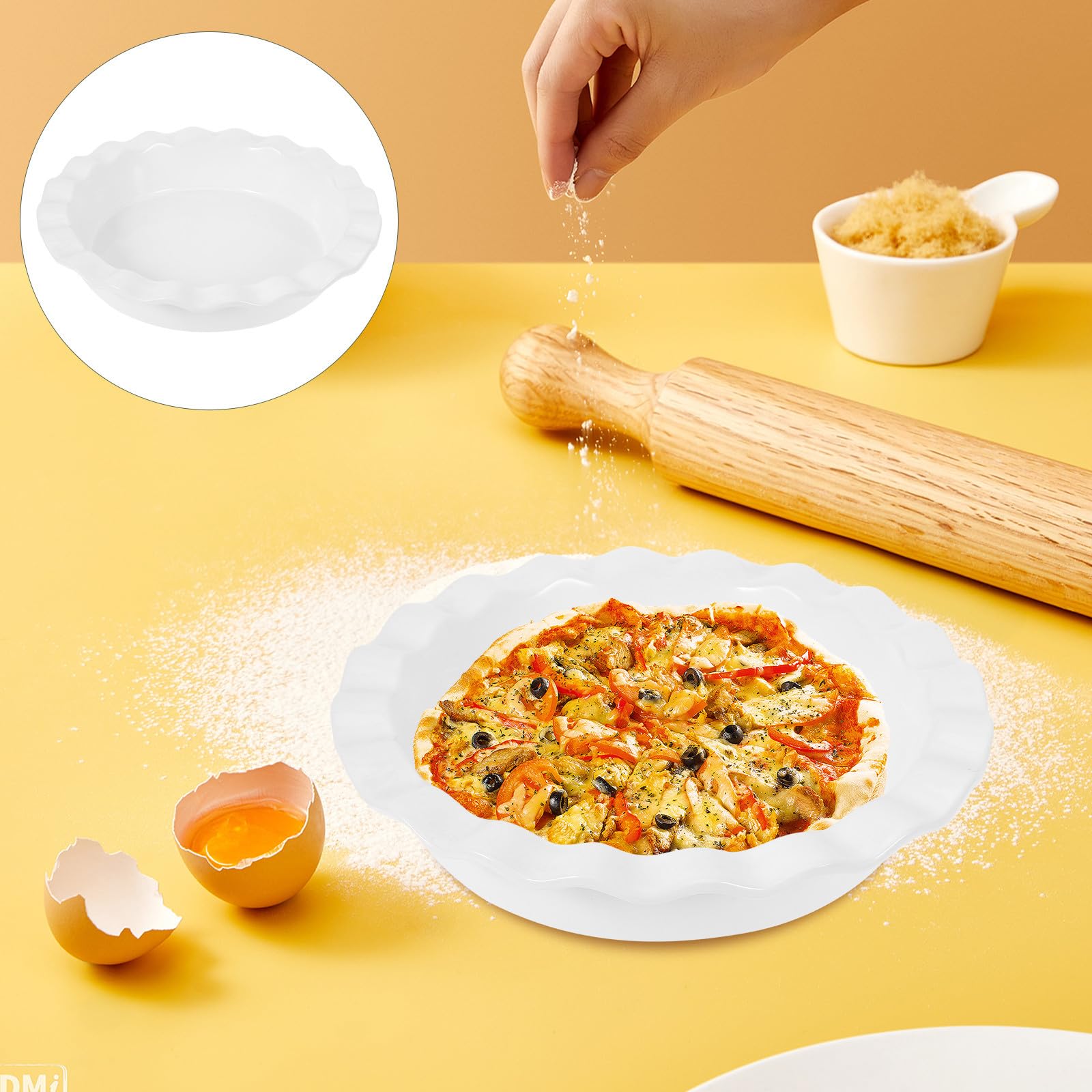 Gadpiparty Teglia per Pizza da Forno Rotonda in Ceramica Bianca