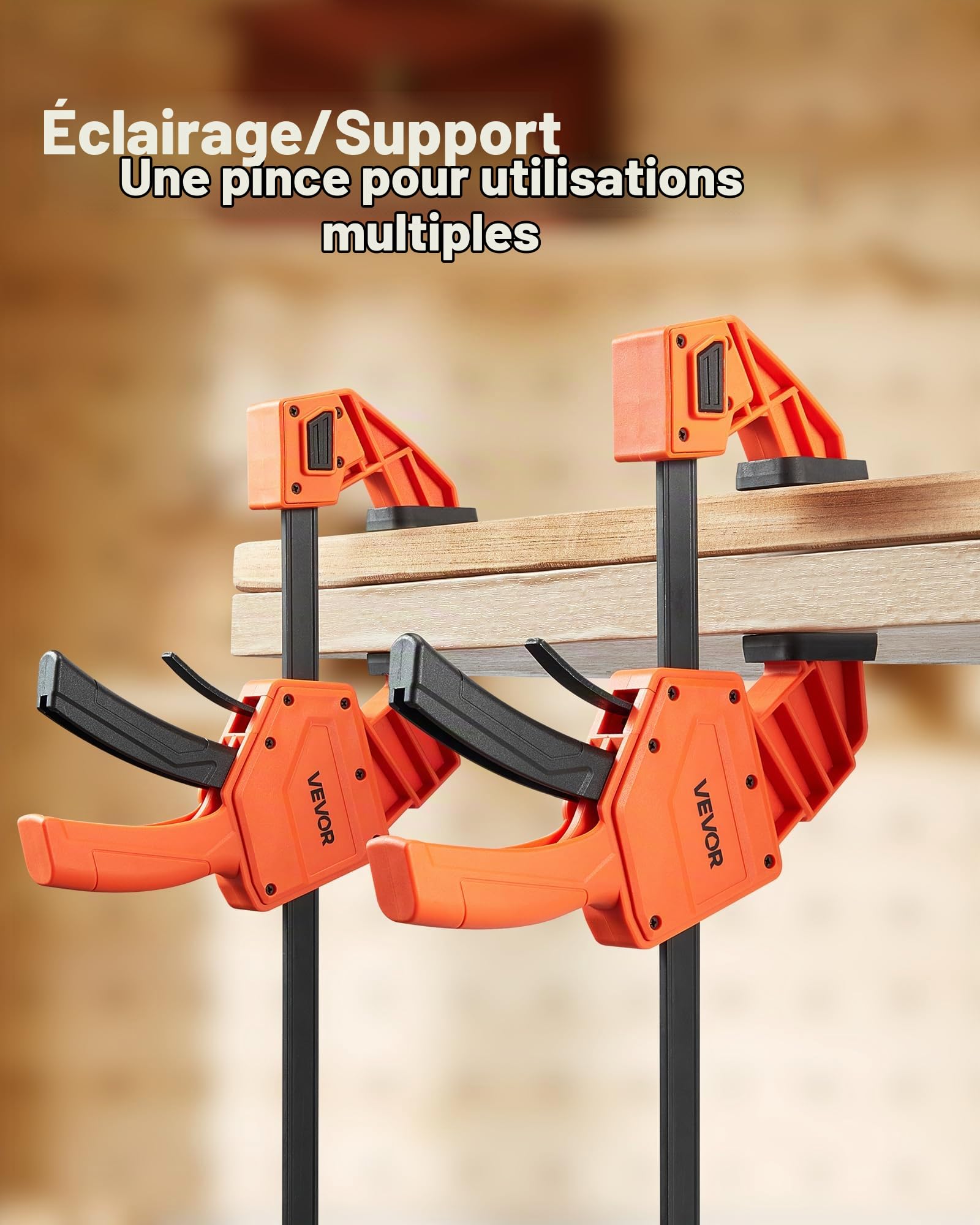 VEVOR Serre-Joints à Libération Rapide 2PCs Ouverture de la Mâchoire 30,48 cm, Pince Écarteur à Une Main Capacité Max. 154 kg, Pince en F en Plastique et Acier au Carbone, pour Menuisier Métallurgie