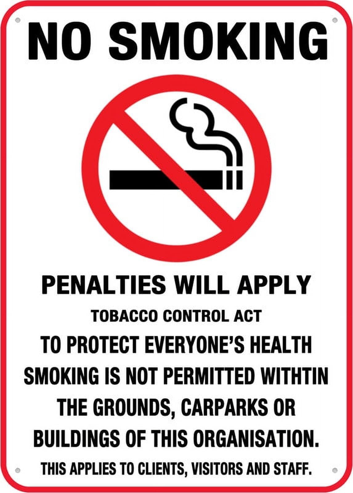 No Smoking Penalties Will Apply Warning Tin Sign 12"x8" - Home, Kitchen, Farm, Garden, Garage Wall Decor