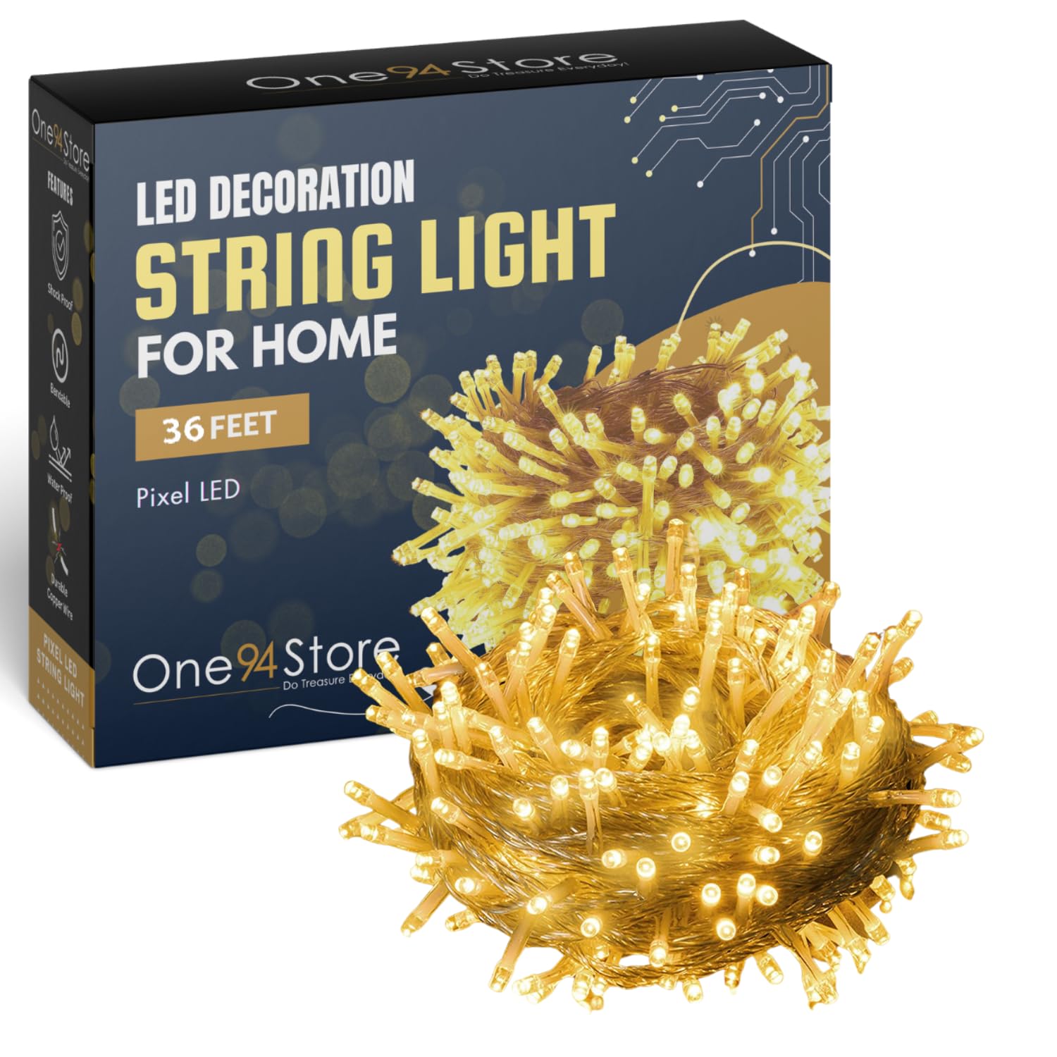 Buy One94Store 36 Ft Warm White LED Pixel String Light | 360 ...