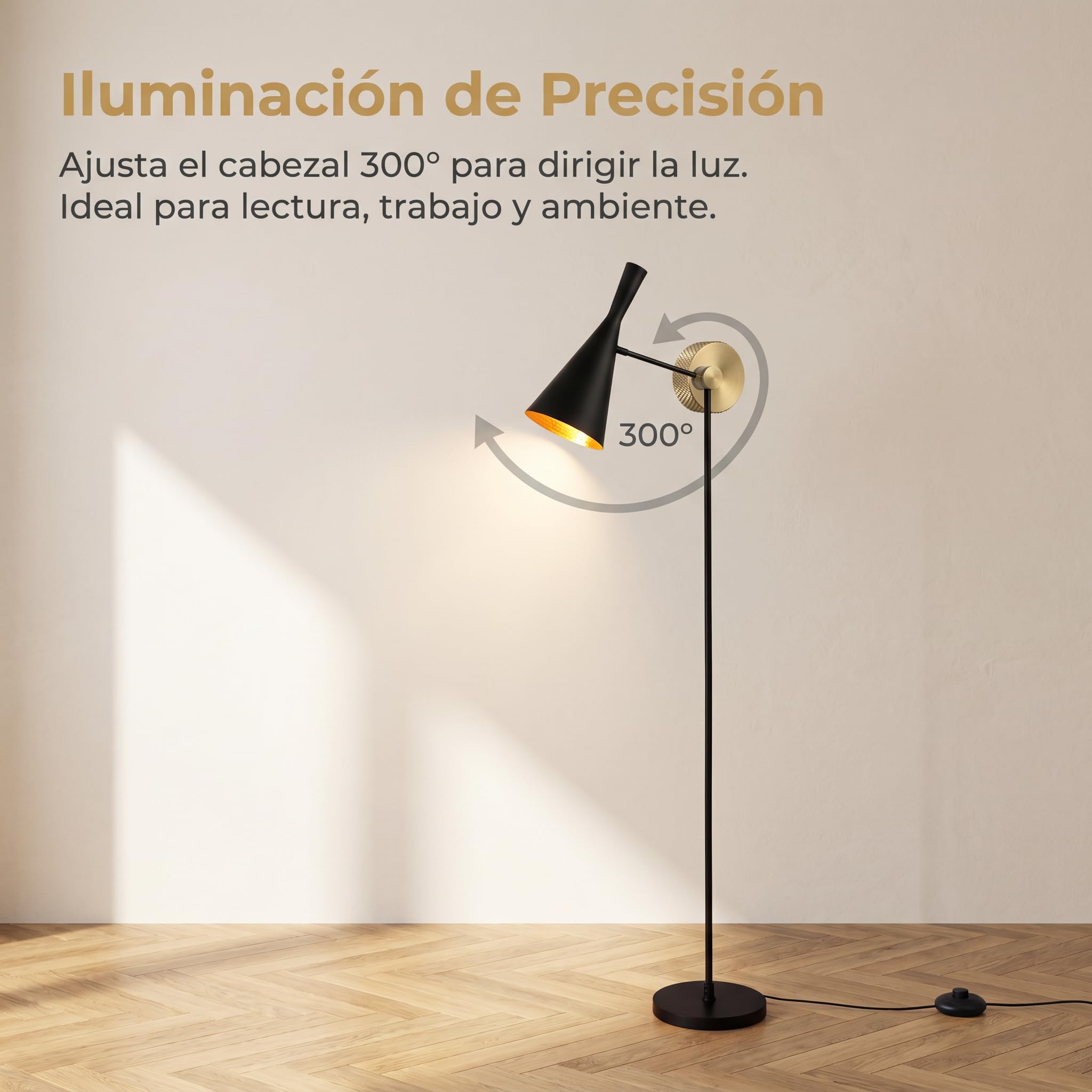 BARCELONA LED Lampa podłogowa OLIVIA Czarna Nowoczesna E27 | Czarna, aluminium, nowoczesny design, regulowany klosz, oprawa E27, salon sypialnia