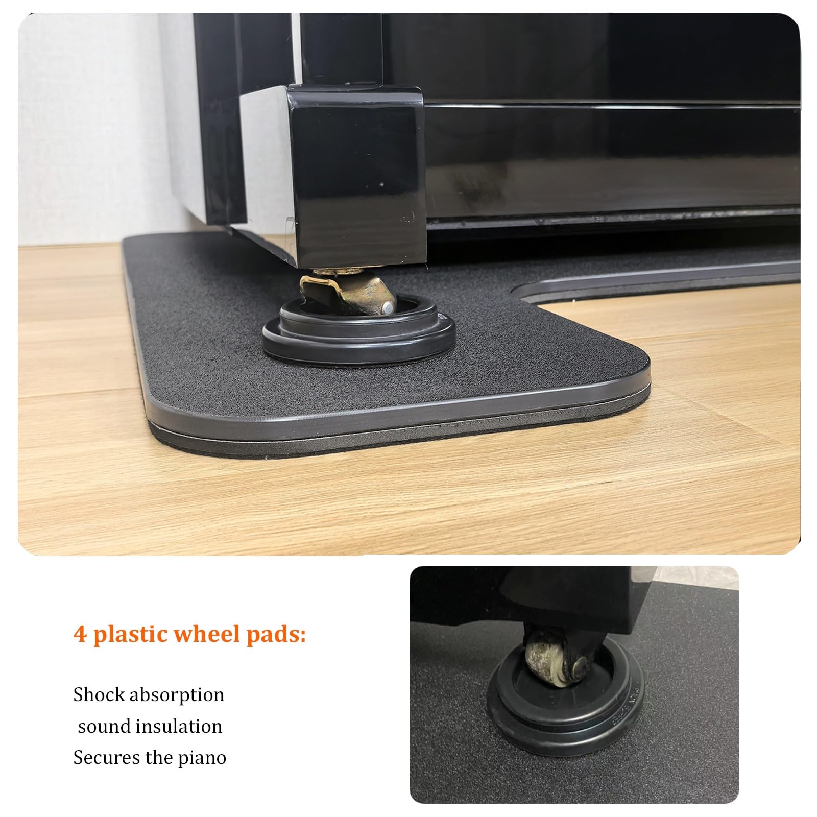 Tappeto insonorizzato per pianoforte, PEEK, con pannello posteriore in poliestere, tappetini antiscivolo per smorzamento del pianoforte verticale, 2 metodi di installazione, coperte acustiche per