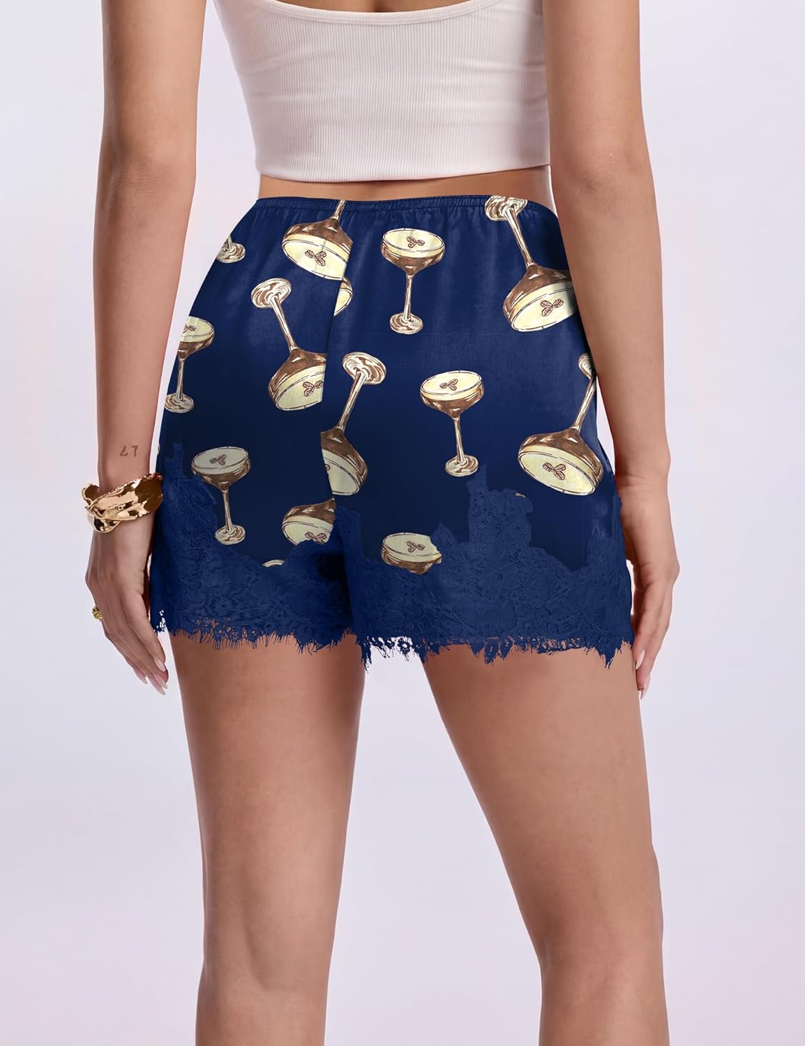 LOMON Women Satin Silk Lace Shorts Y2k Mini Shorts Coquette Lounge Half Slip Pj Bottoms 2026 - Image 3