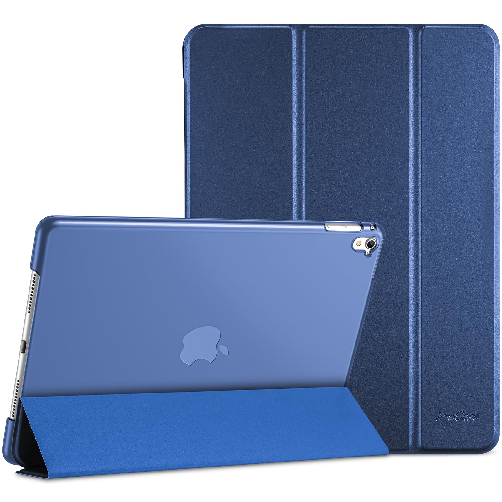ProCase Smart Case for iPad Pro 9.7 Inch 2016(Model: A1673 A1674 A1675), Ultra Slim Lightweight Stand Smart Case Shell with Translucent Frosted Back Cover for iPad Pro 9.7 Inch -Darkblue